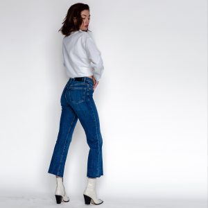 Highwaisted Cropped Bootcut Jeans Women's Raw Hem Flare