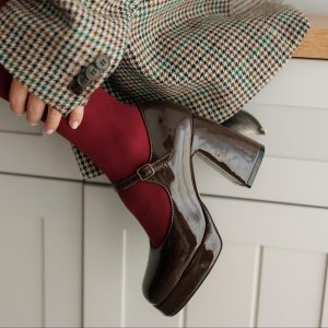 Luxury Leather High Heel Sandals Elegant Chunky Heels