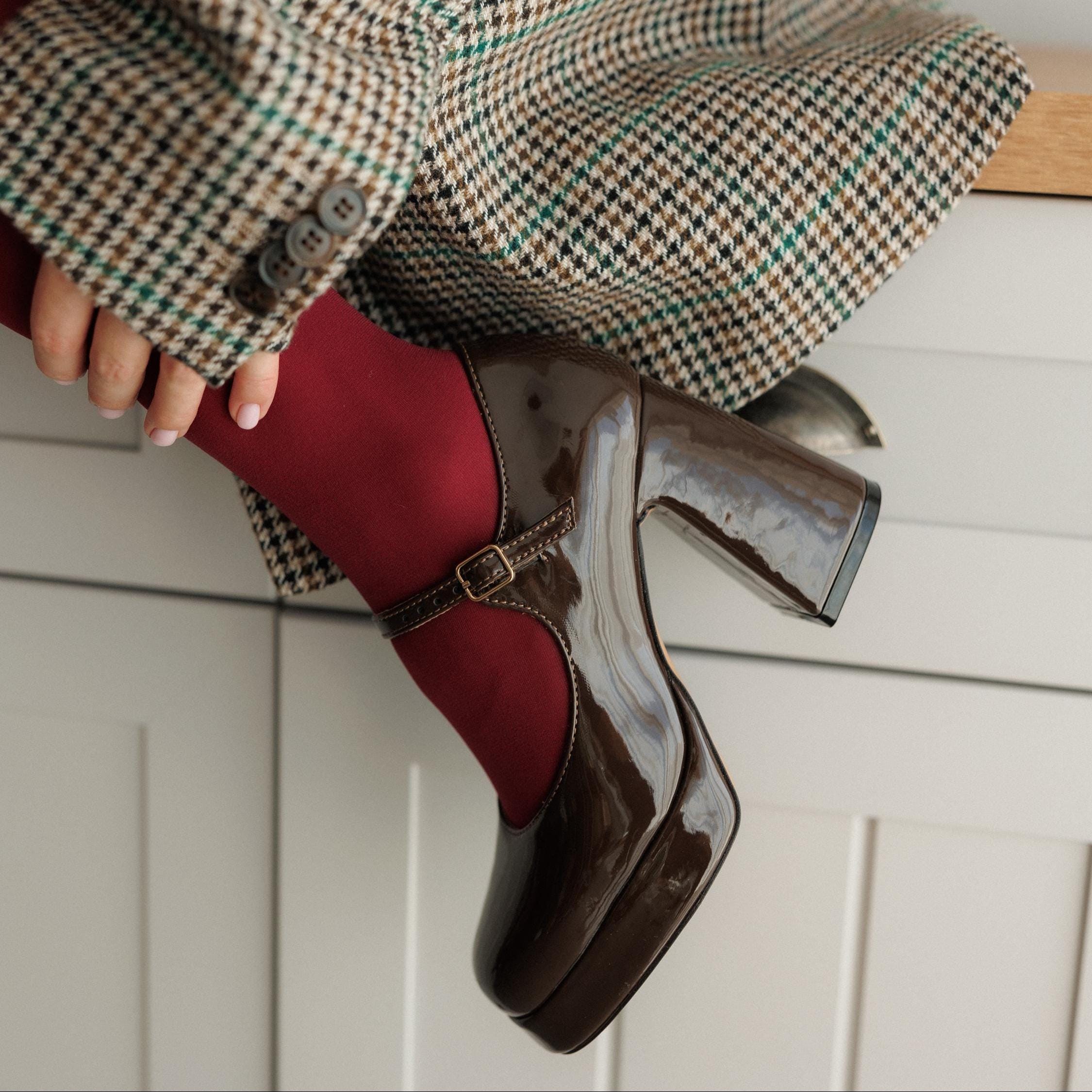 Luxury Leather High Heel Sandals Elegant Chunky Heels