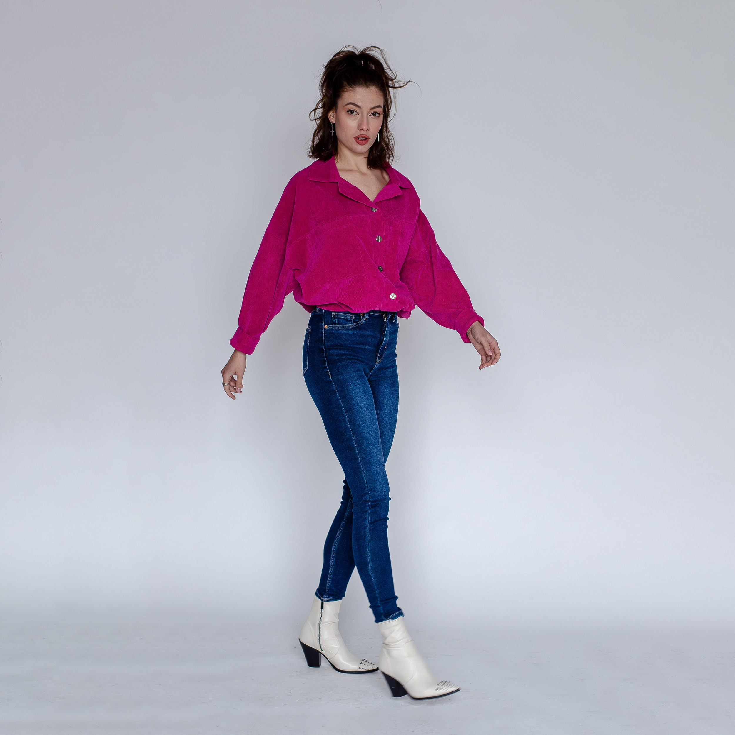 Dark Wash High Waisted Skinny Jeans: Stretch Denim